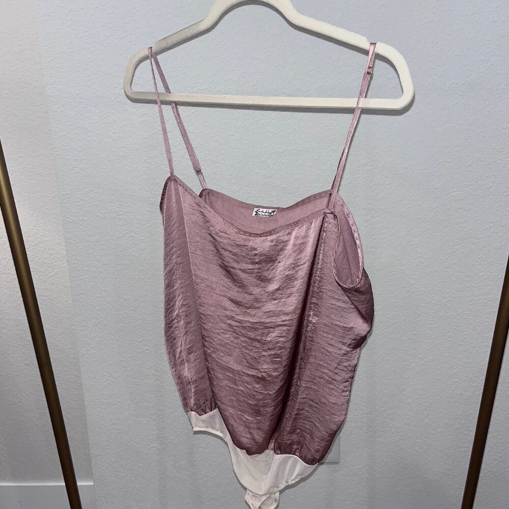 Free People Intimately Satin Bodysuit in Blush